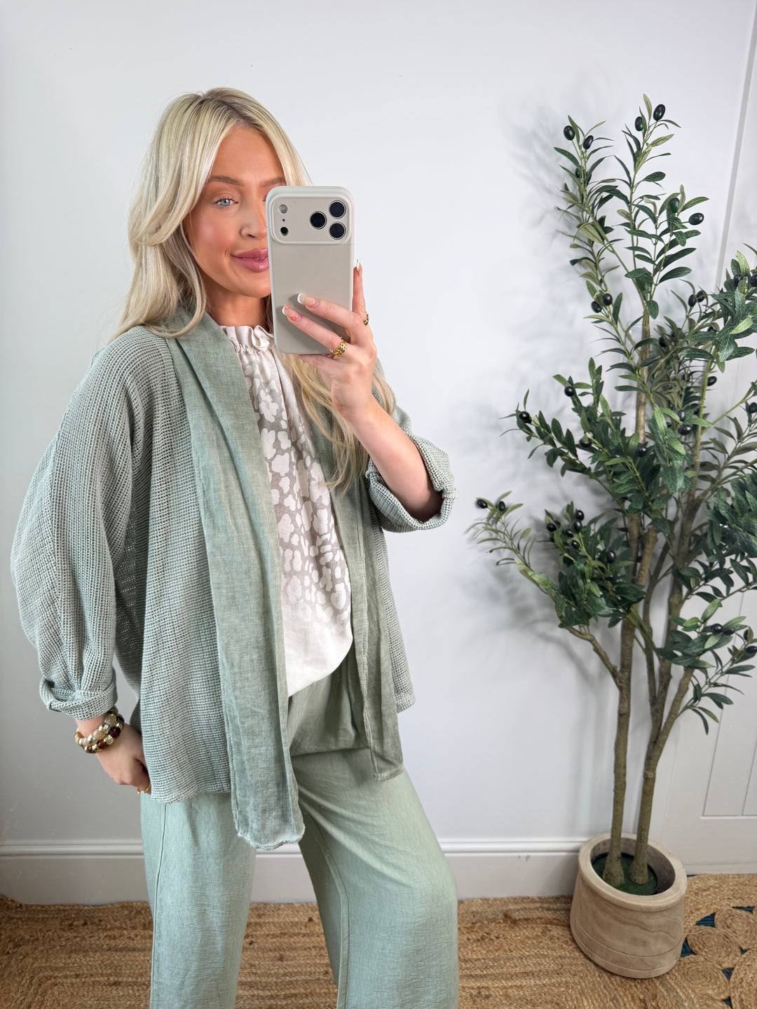 Ada Mesh Cardigan - Khaki