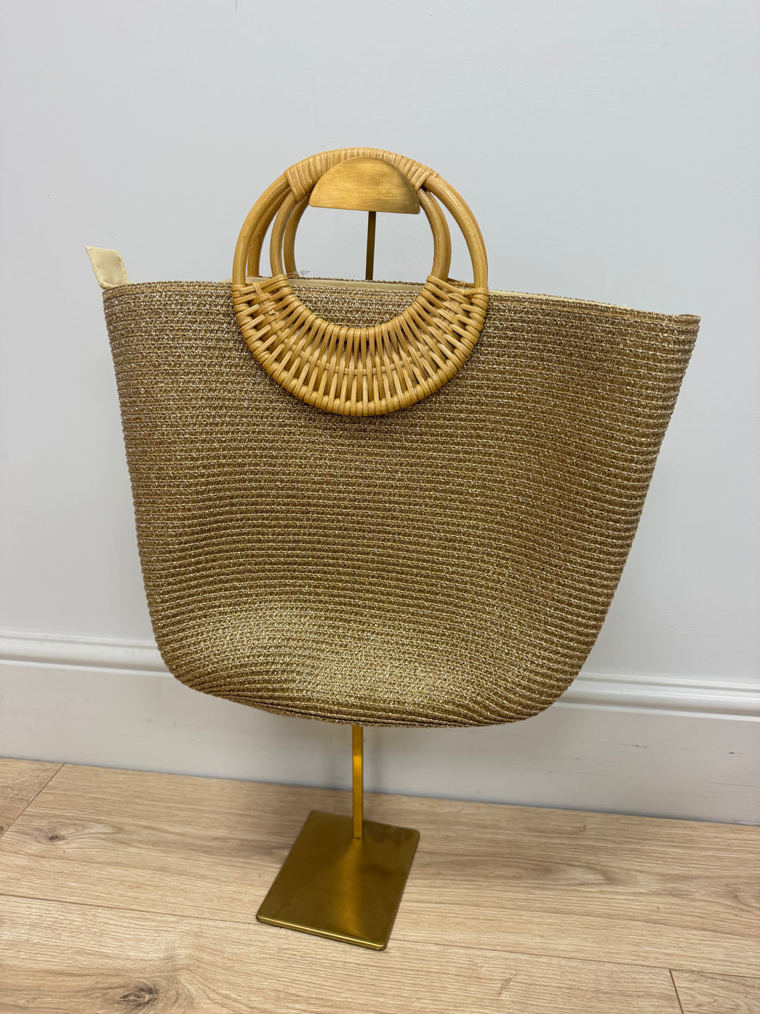 Bamboo Handle Gold Metallic Bag