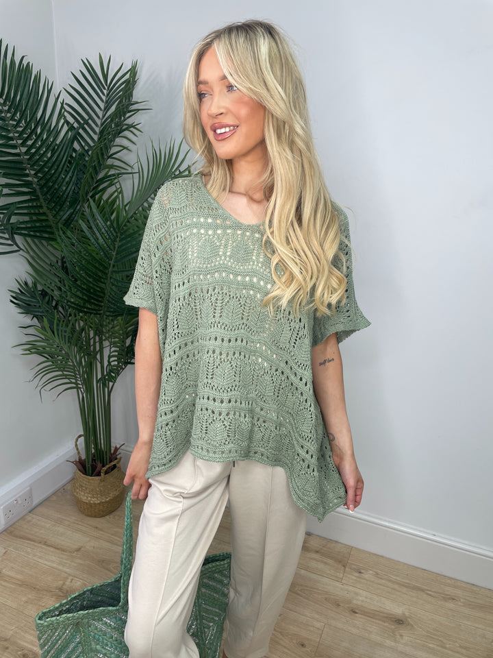 Haley Crochet Top - Khaki