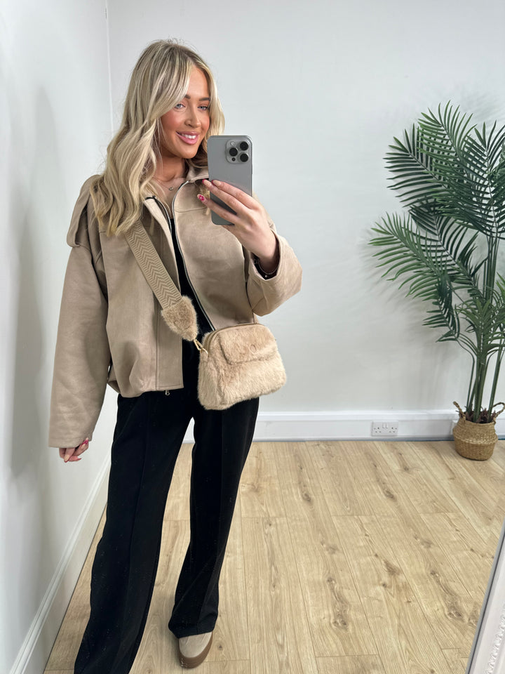 Brianna Suede Bomber - Cream