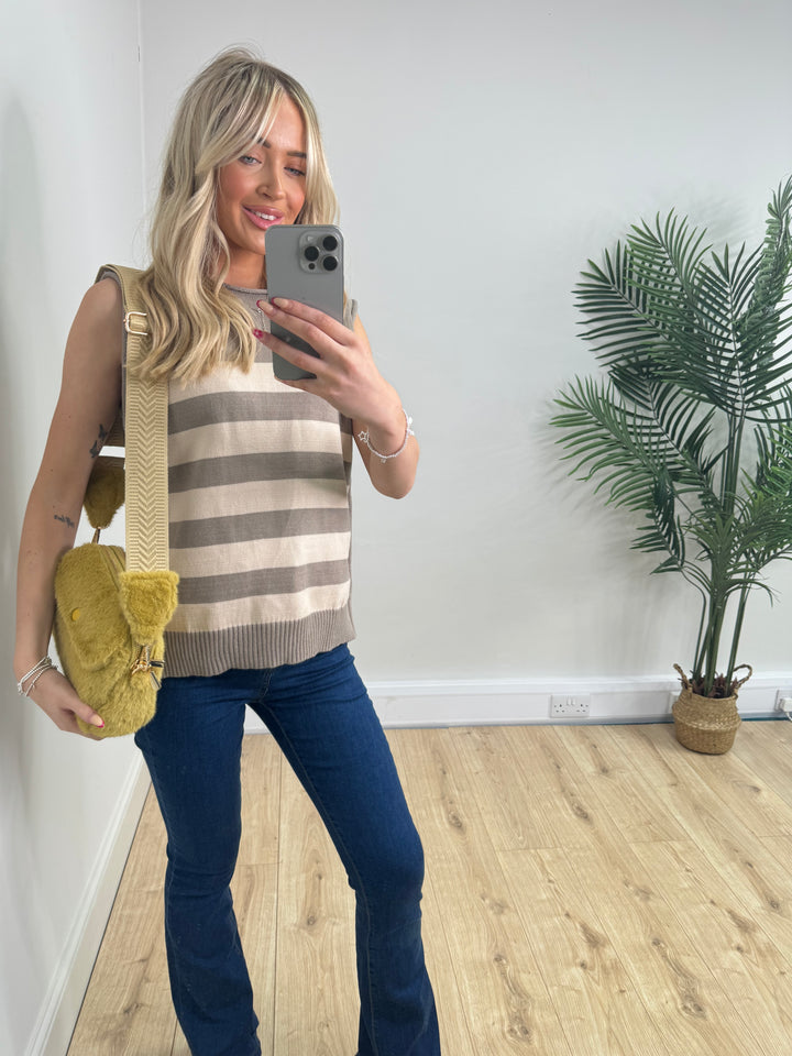 Mava Stripe Tank Top - Mocha