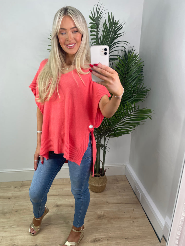 Pollie Knit Top - Coral