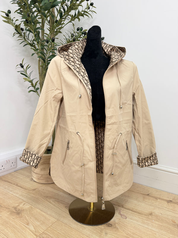 Reversible Inspired Rain Mac - Beige
