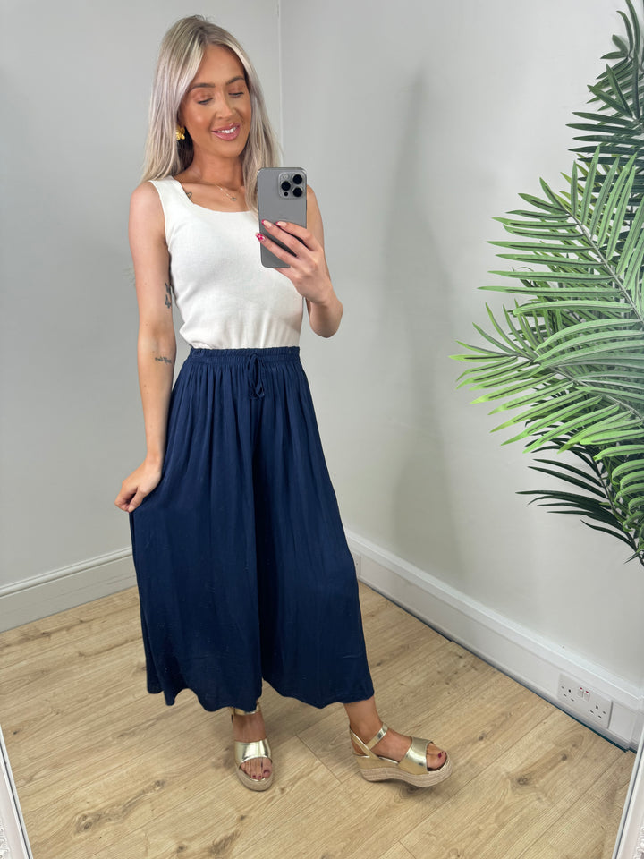 Sienna Wideleg Trousers - Navy