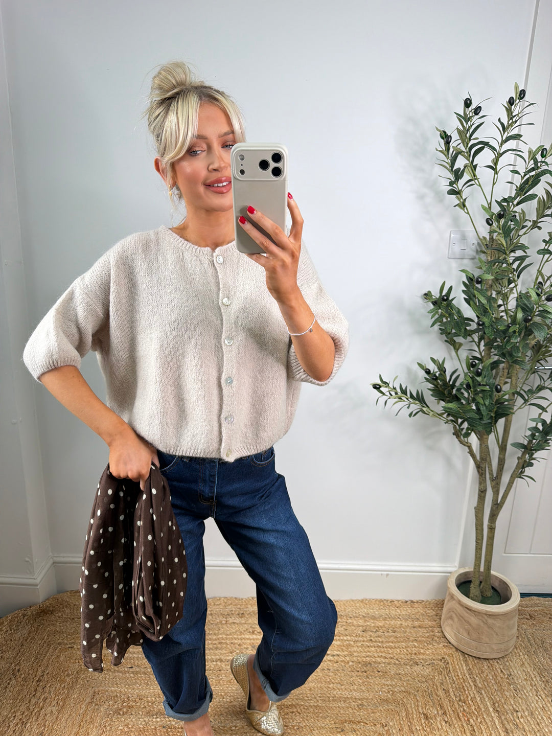 Kassia Cardigan - Cream Short Sleeve
