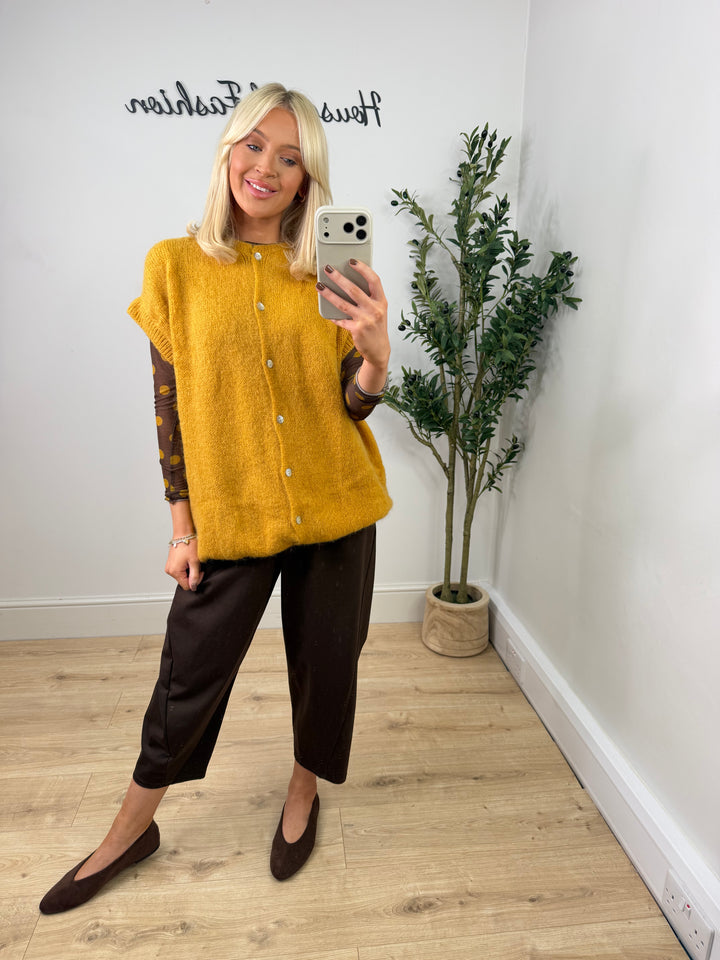 Longline Kassia Cardigan - Mustard