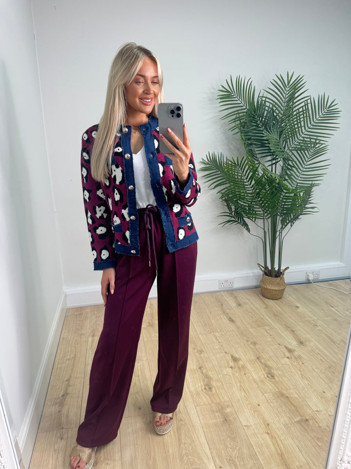 Freya Leopard Jacket - Burgundy
