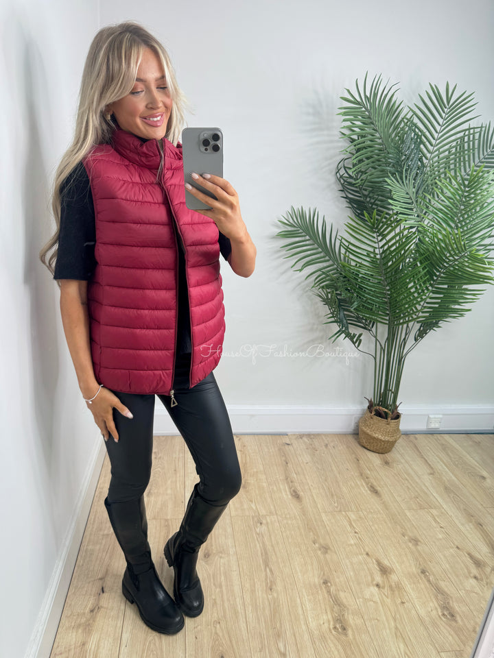 Gracie Quilted Gillet - Wine