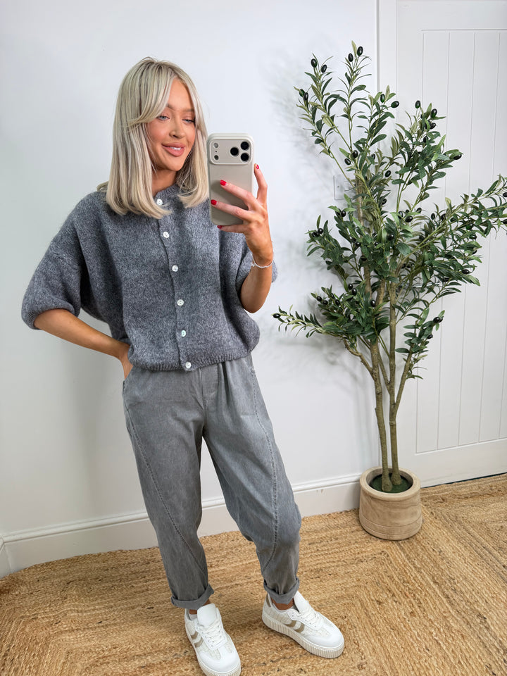 Kassia Cardigan - Grey Short Sleeve