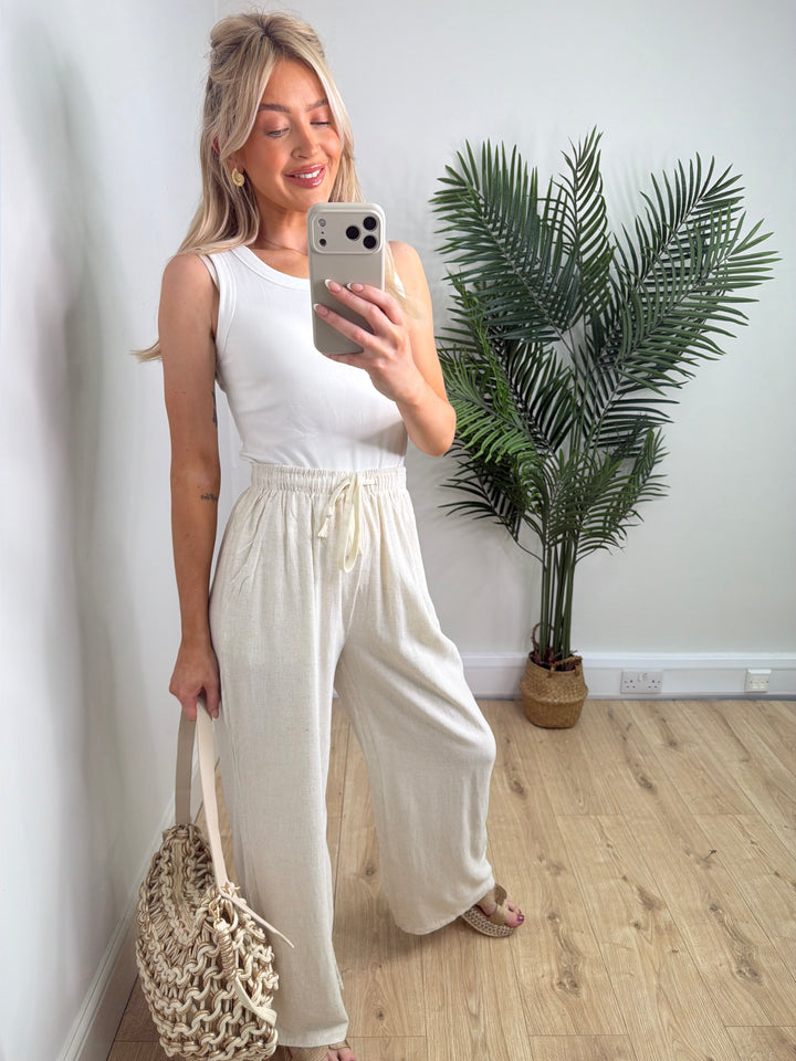 Cindy Linen Trousers - Cream
