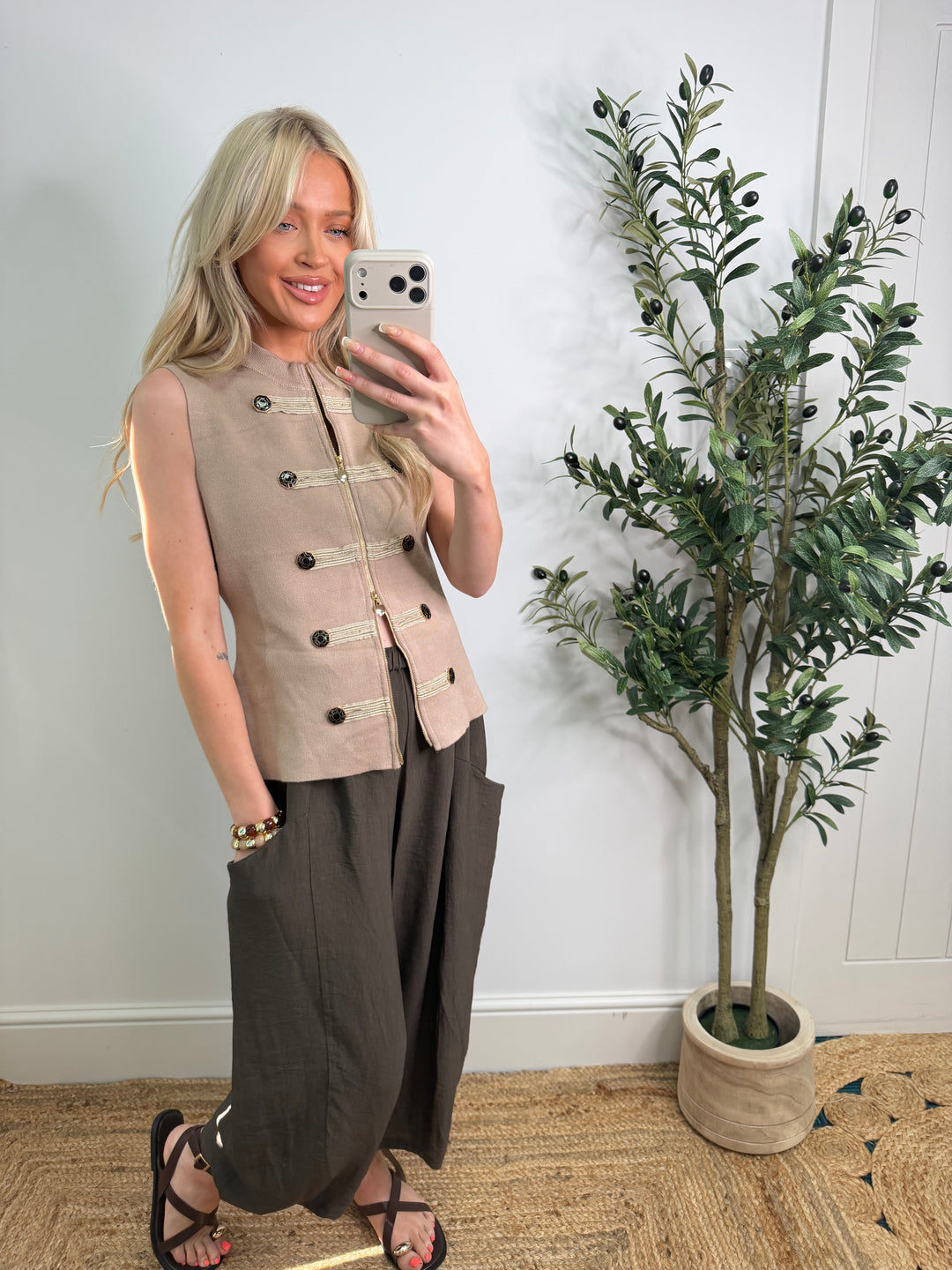 Monica Military Knitted Waistcoat