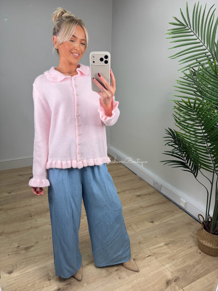 Eloise Frill Knit - Baby Pink