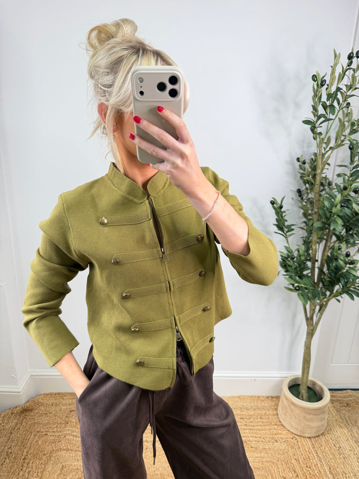 Bethany Military Knit Top - Lime