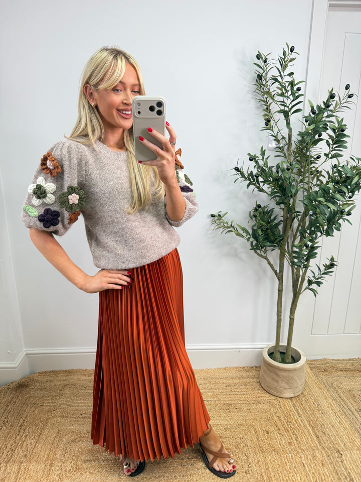Jess Pleated Skirt - Rust