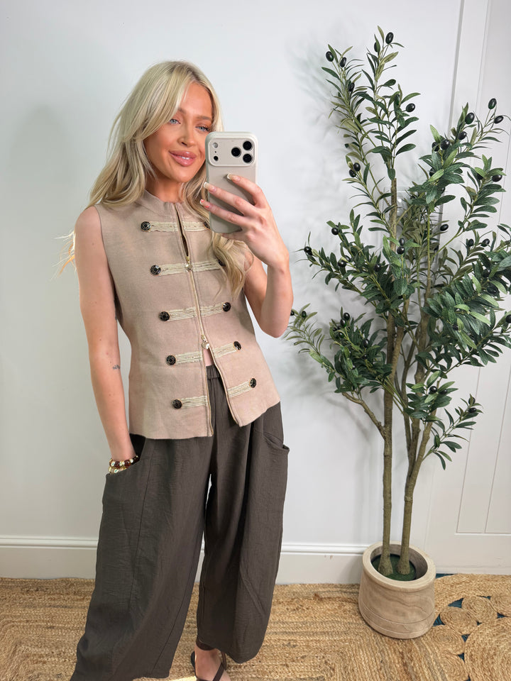 Monica Military Knitted Waistcoat