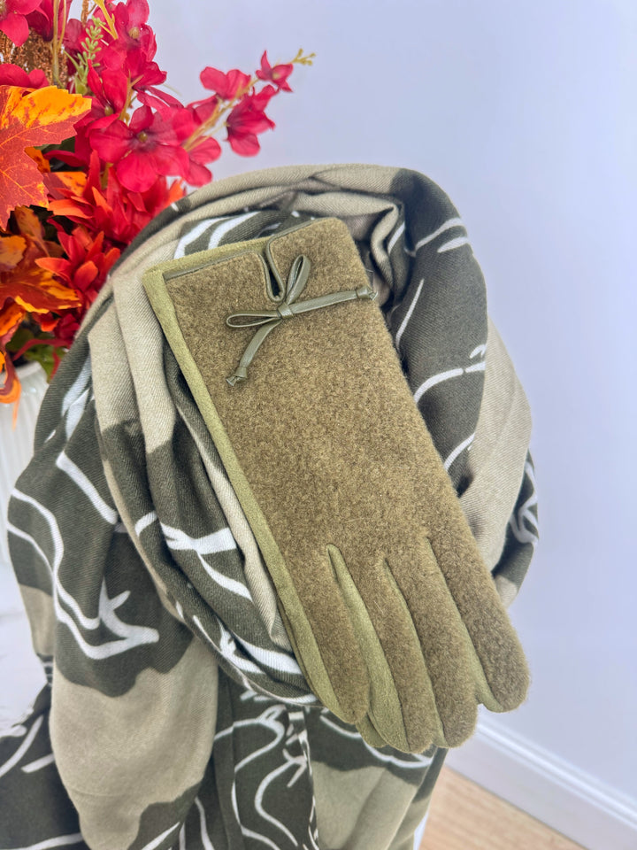 Bow Gloves - Khaki