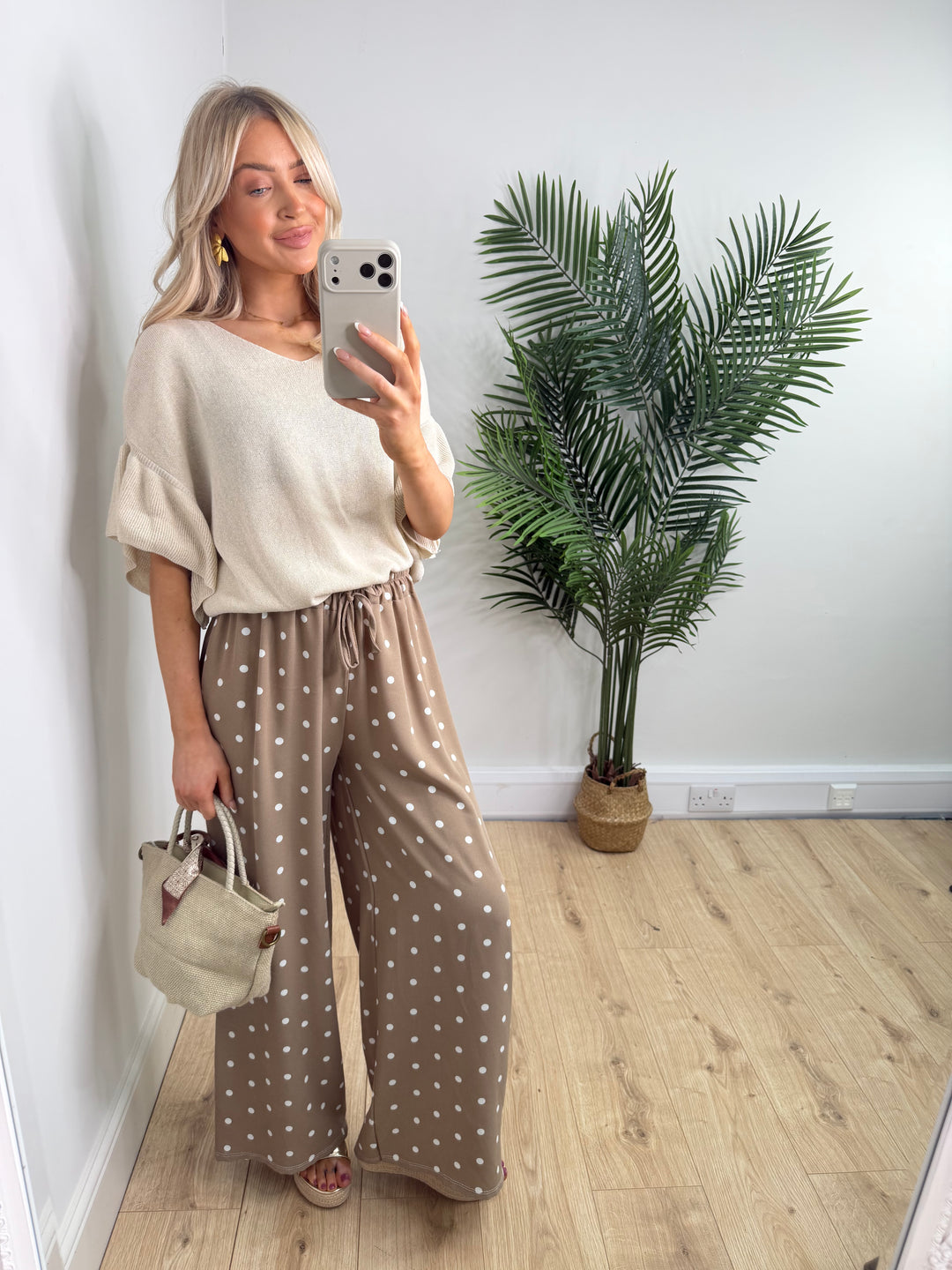 Polka Dot Trousers - Mocha