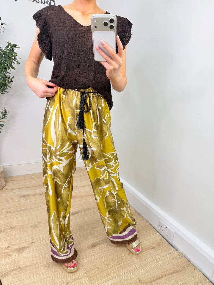 Cindy Satin Trousers - Chocolate