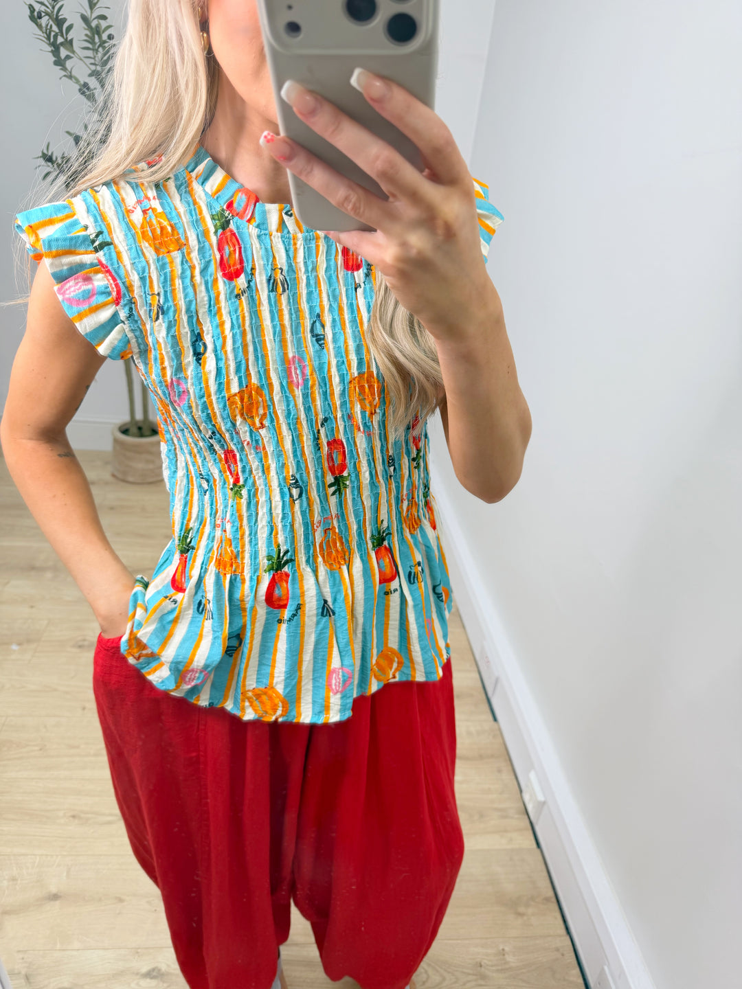Printed Peplum Top - Fruit