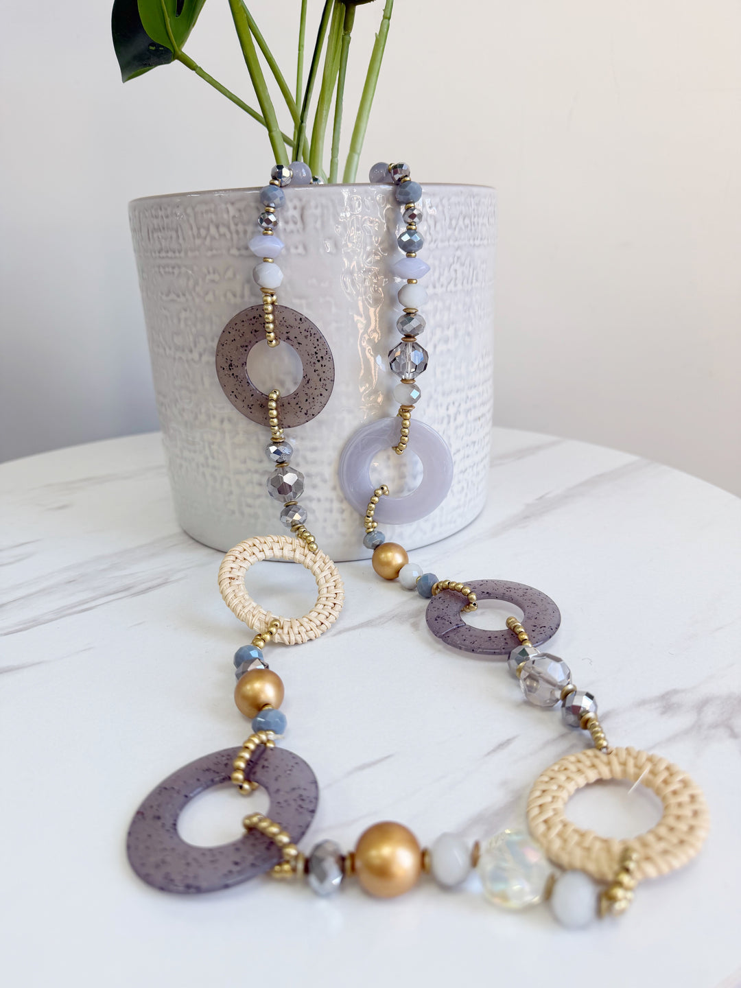Spiral Boho Necklace - Grey