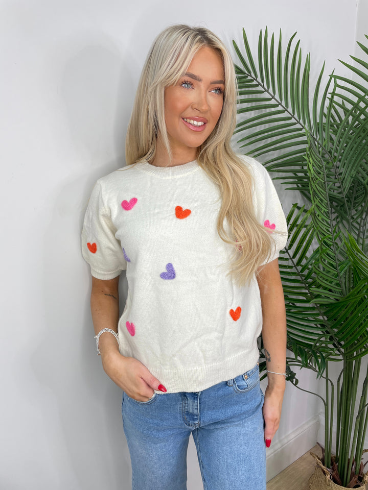 Nadine Heart Knit - Cream