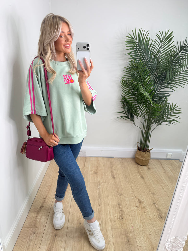 Amour Sweatshirt - Sage & Pink