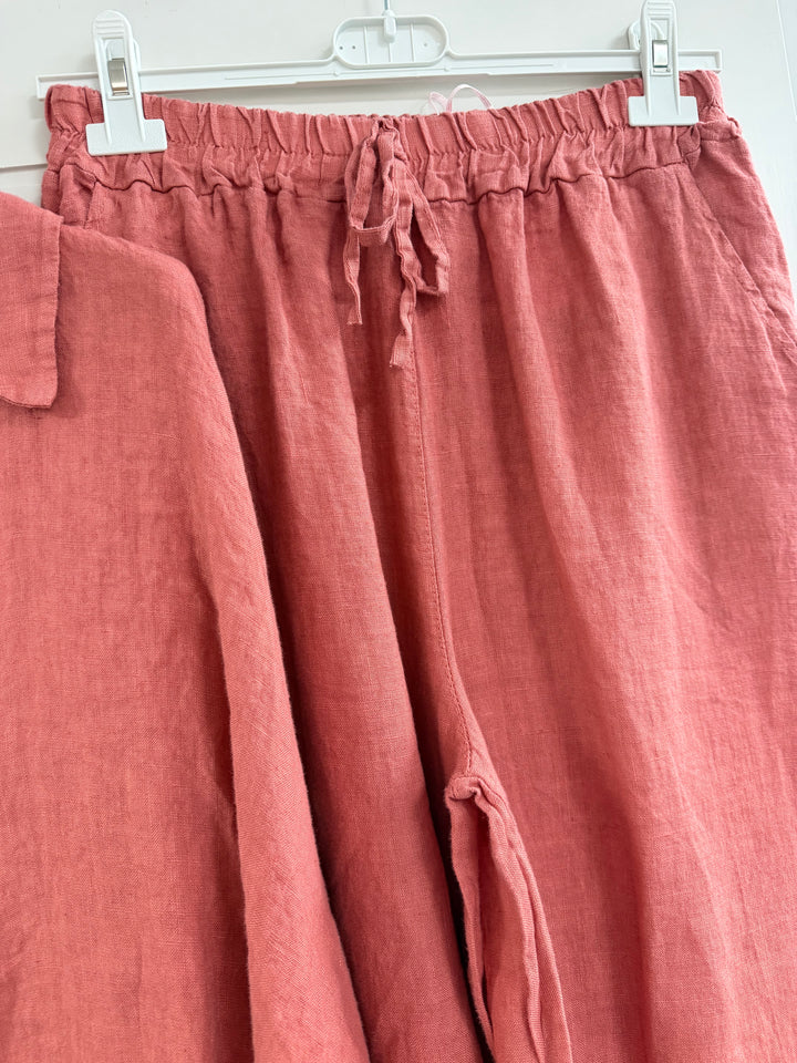 Linen Shirt & Trousers - Brick