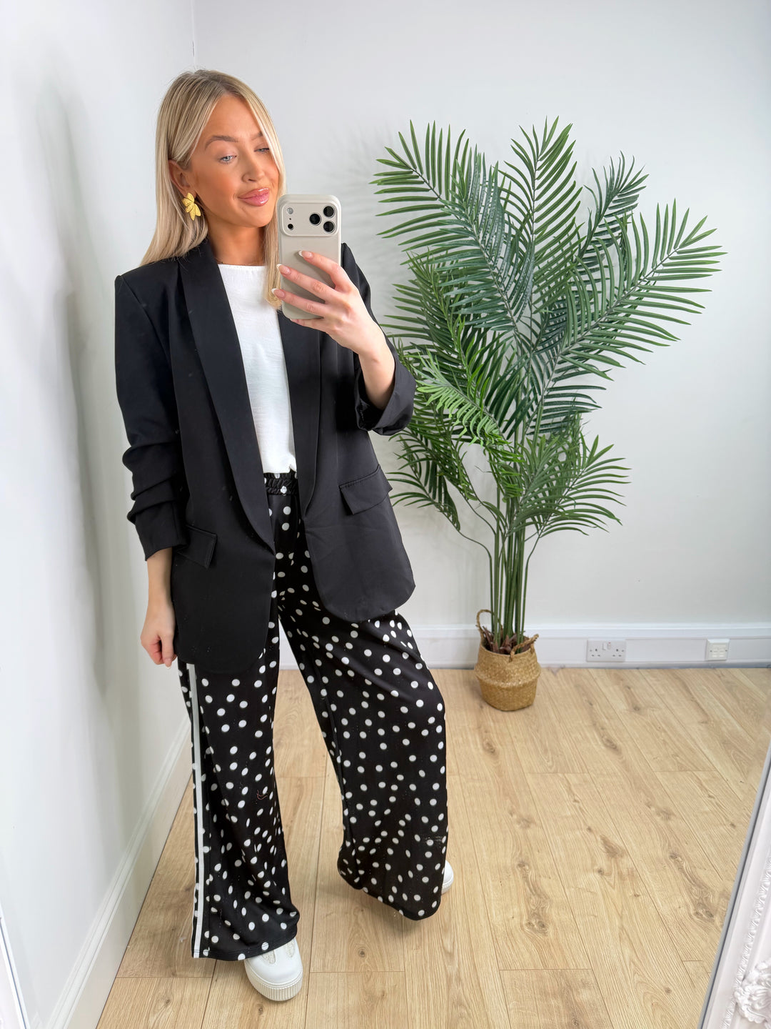 Mari Polka Dot Joggers - Black