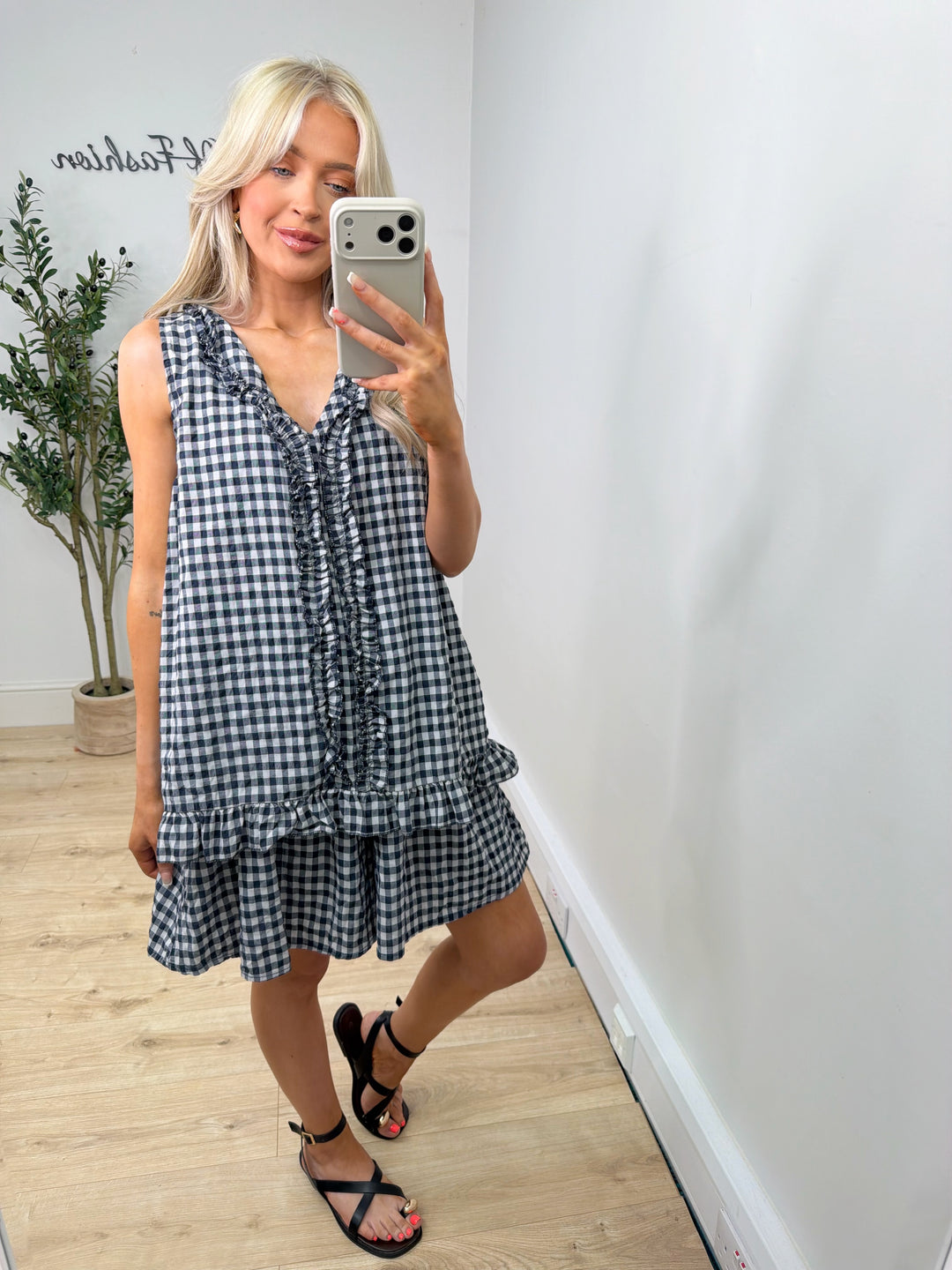 Morocco Gingham Top - Navy