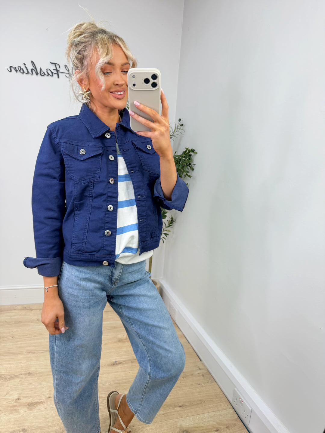 Stretch Denim Jacket - Navy