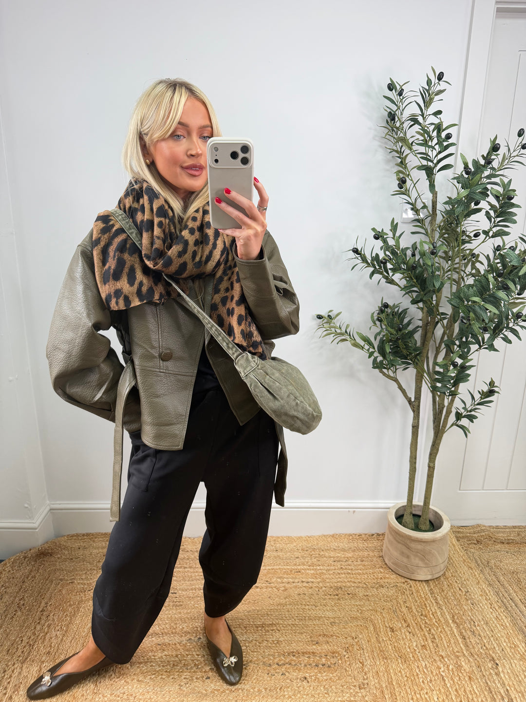 Mary PU Jacket - Olive
