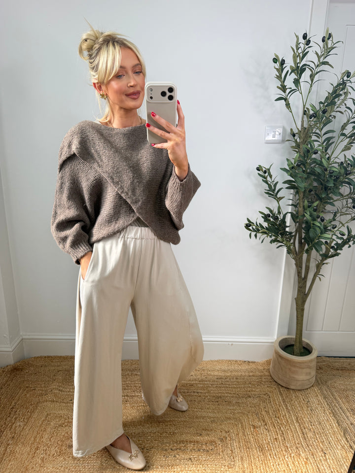 Ava Cross Over Knit - Chocolate
