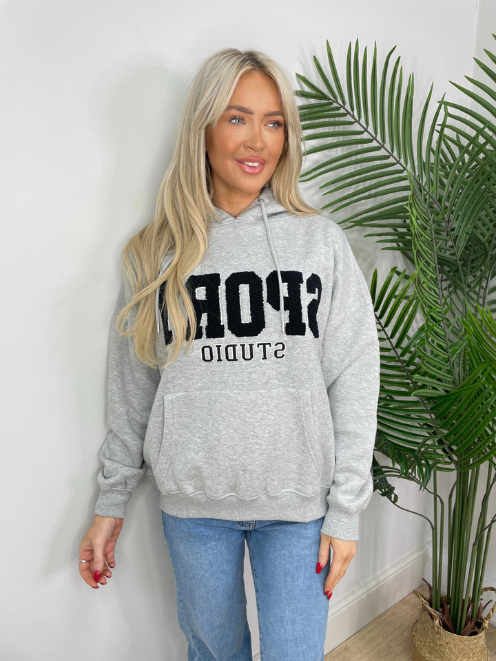 Slogan Sport Hoodie - Grey