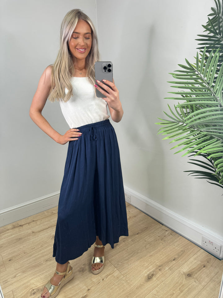 Sienna Wideleg Trousers - Navy