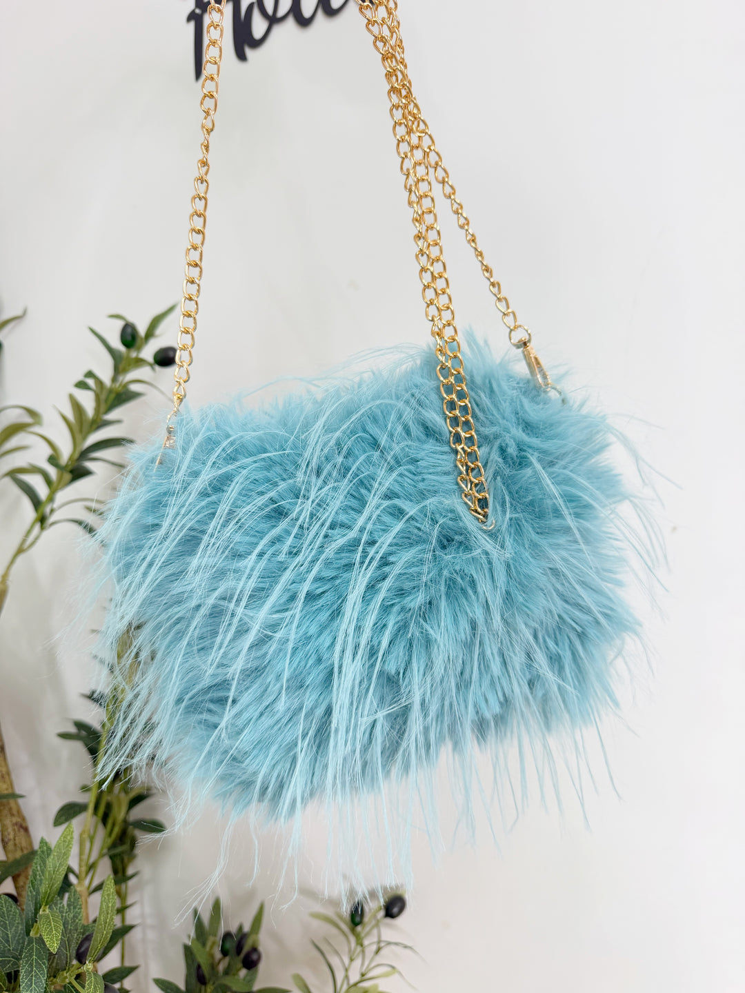 Faux Fur Mini Bag - Turquoise