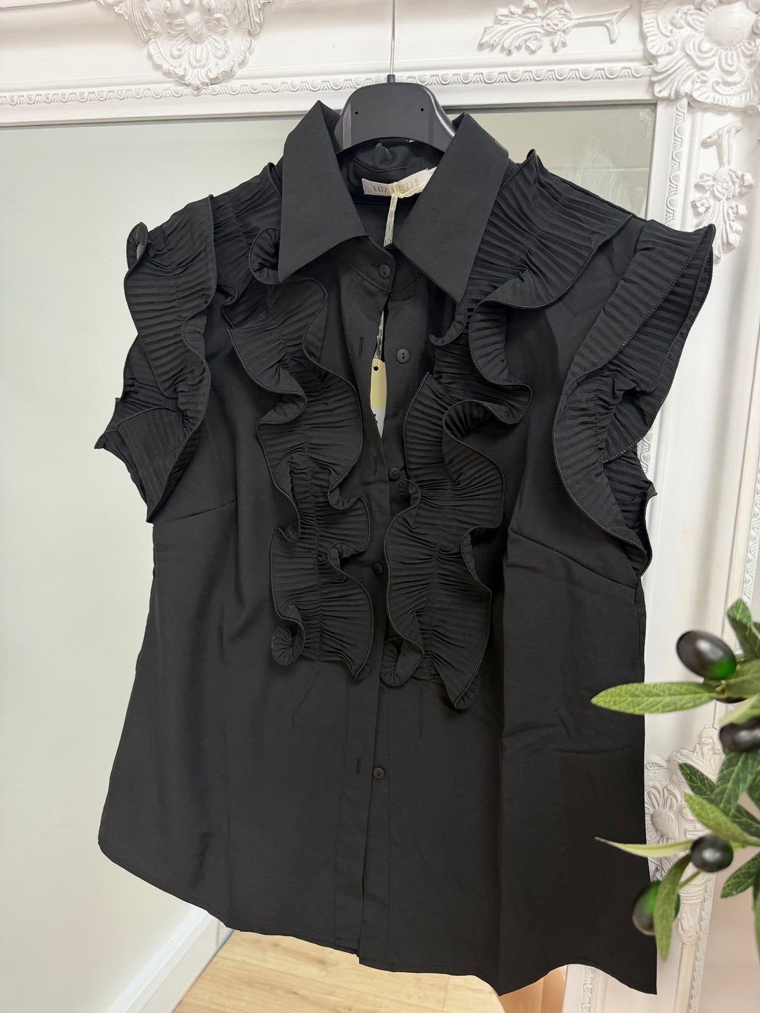 Ruffle Blouse Black