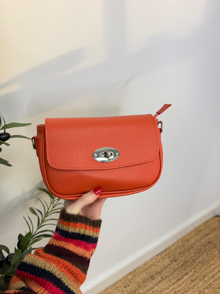 Classic Saddle Bag - Italian Real Leather Orange